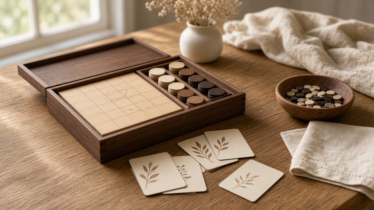 Juegos de mesa y accesorios sobre una mesa